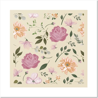 Old Rose Memories Flower Pattern Posters and Art
